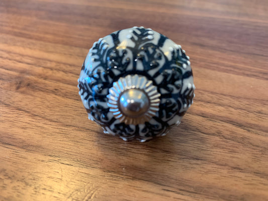 Black Hand Painted Ceramic Knob